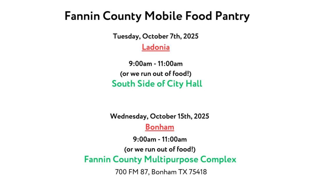 Feeding Fannin October Dates